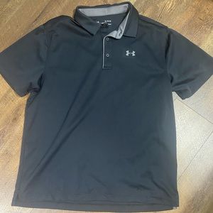Men’s Under Armour polo, heat gear. Color black. Size xl.